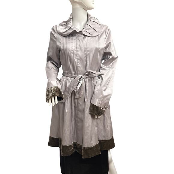 CC Couture Silver Gray Satin and Velvet Jacket Medium - Picture 1 of 7